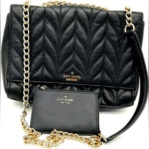 Bundle 2vKate Spade Black Briar Lane Quilted Shoulder Crossbody Bag + Wallet